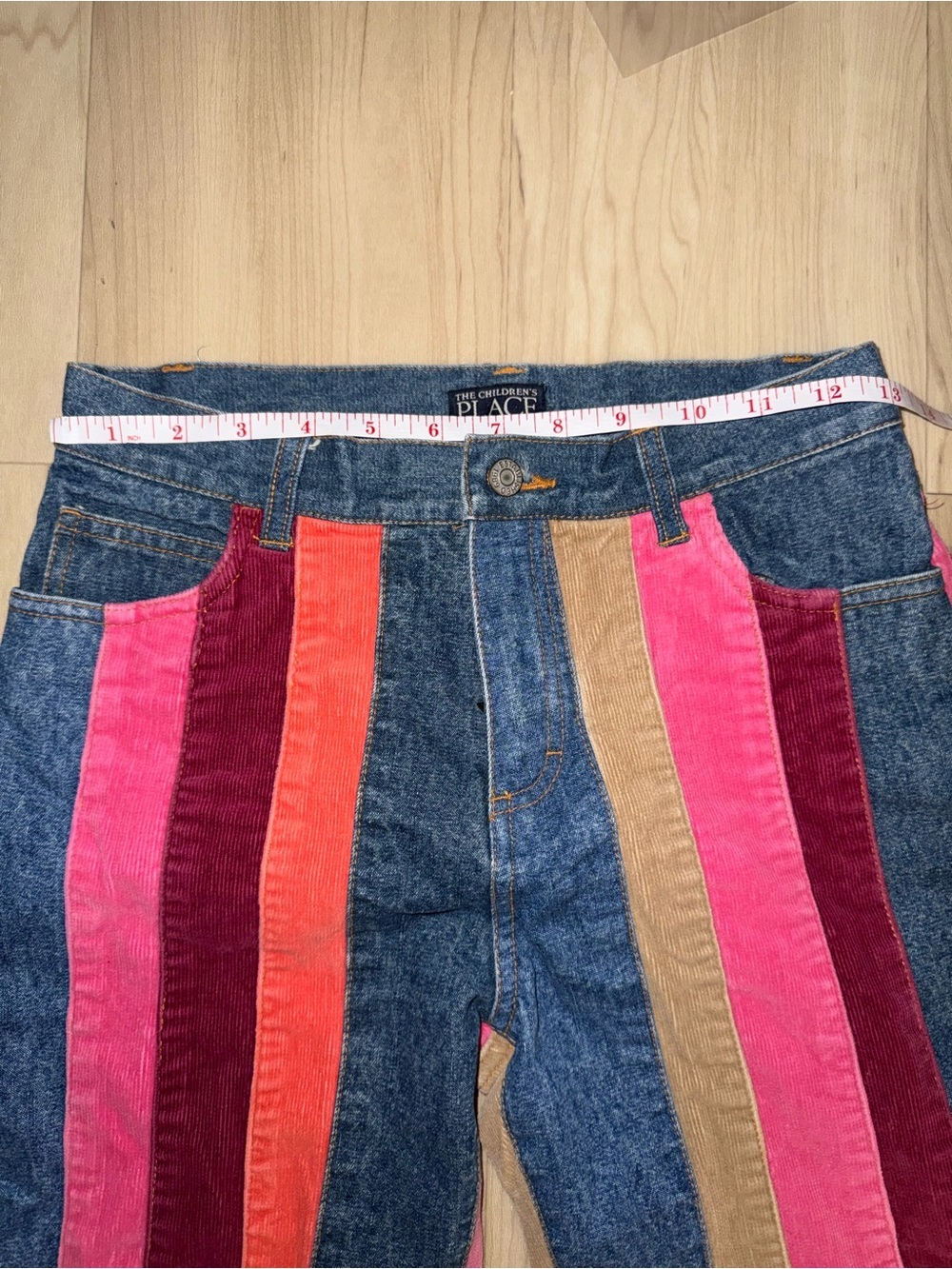 The Children's Place Multi-Color Corduroy Striped Denim Flare Pants Size 14 - Picture 8 of 11